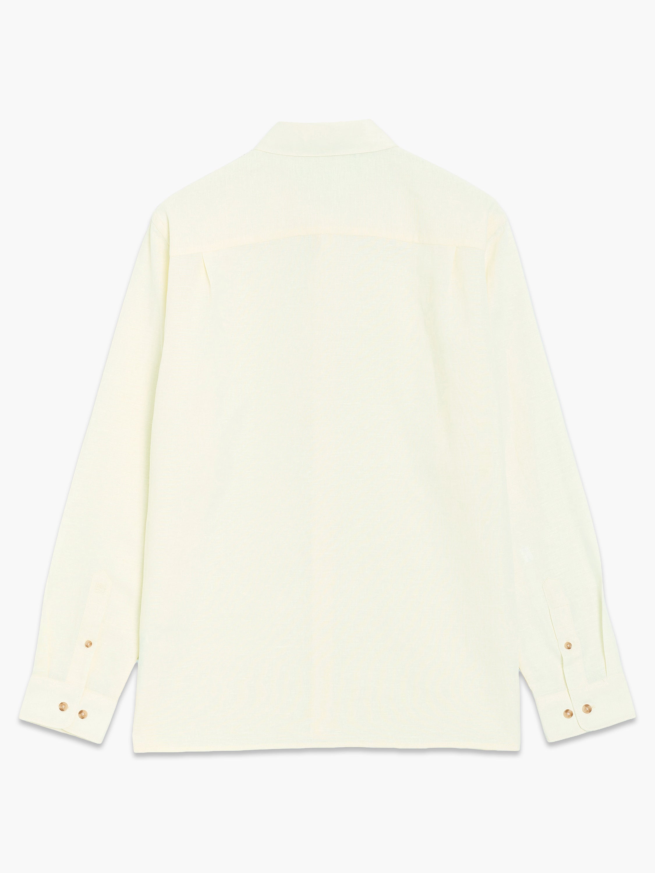 Long Sleeve Light Yellow Linen Blend Shirt
