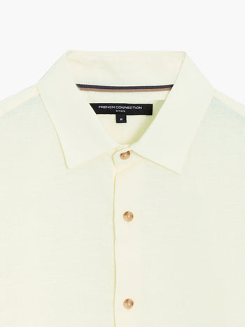 Long Sleeve Light Yellow Linen Blend Shirt