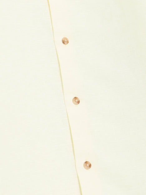 Long Sleeve Light Yellow Linen Blend Shirt