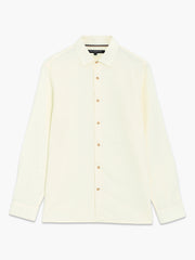 Long Sleeve Light Yellow Linen Blend Shirt