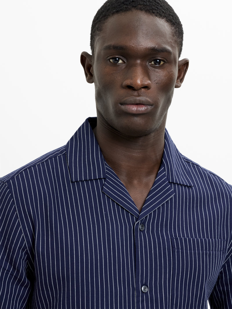 Short Sleeve Twill Striped Shirt