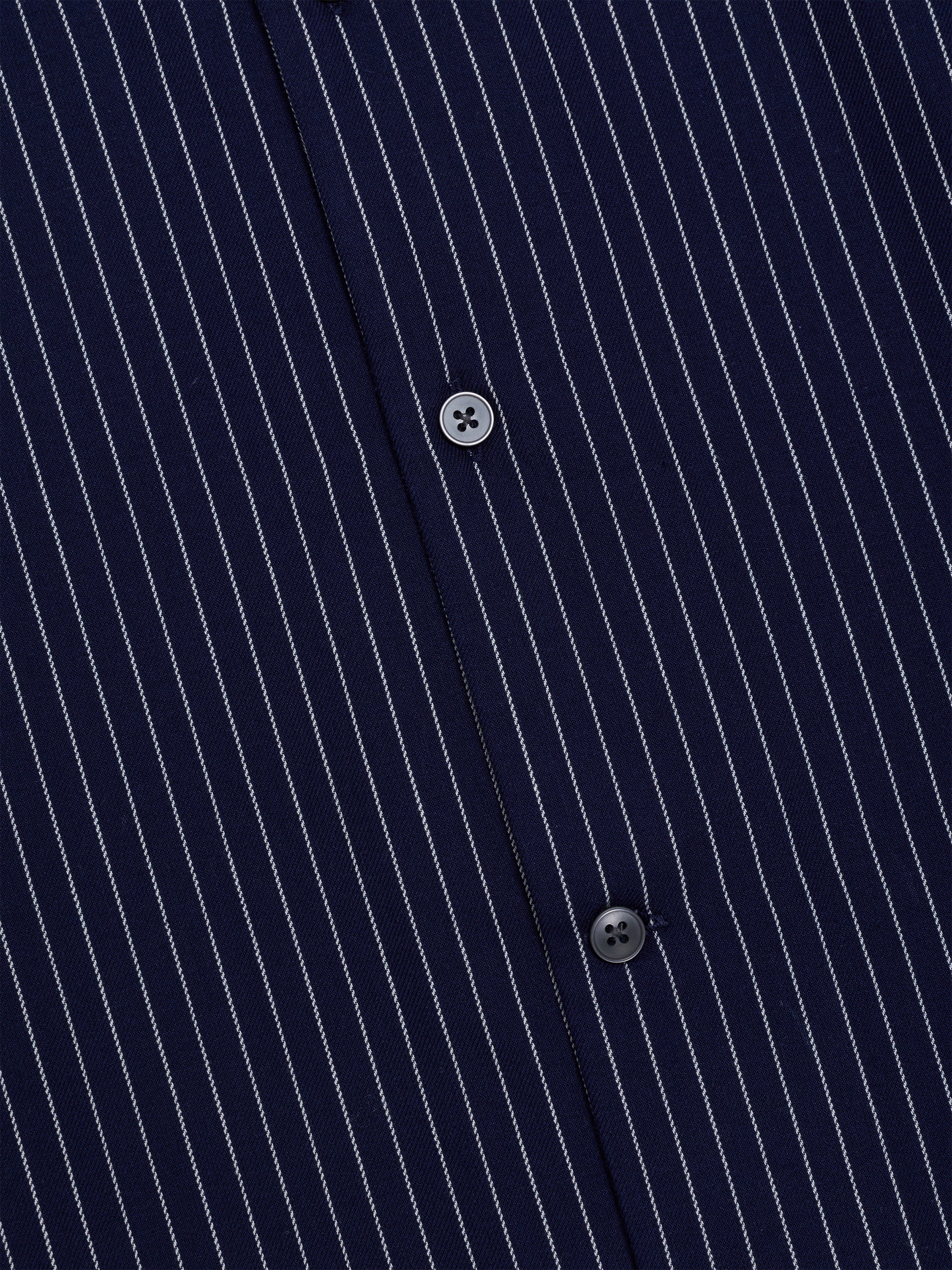 Short Sleeve Twill Navy Blue Striped Shirt