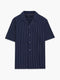 Short Sleeve Twill Navy Blue Striped Shirt