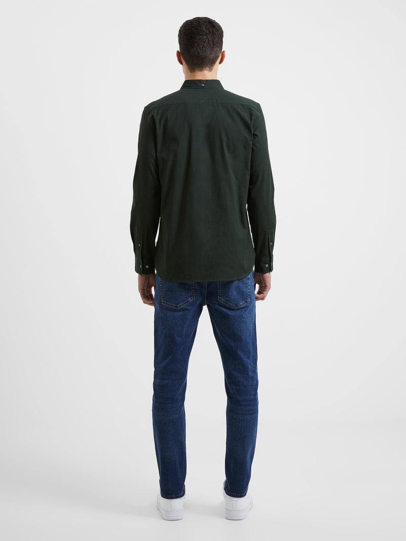 Oxford Long Sleeve Shirt Dark Green Solid | French Connection UK