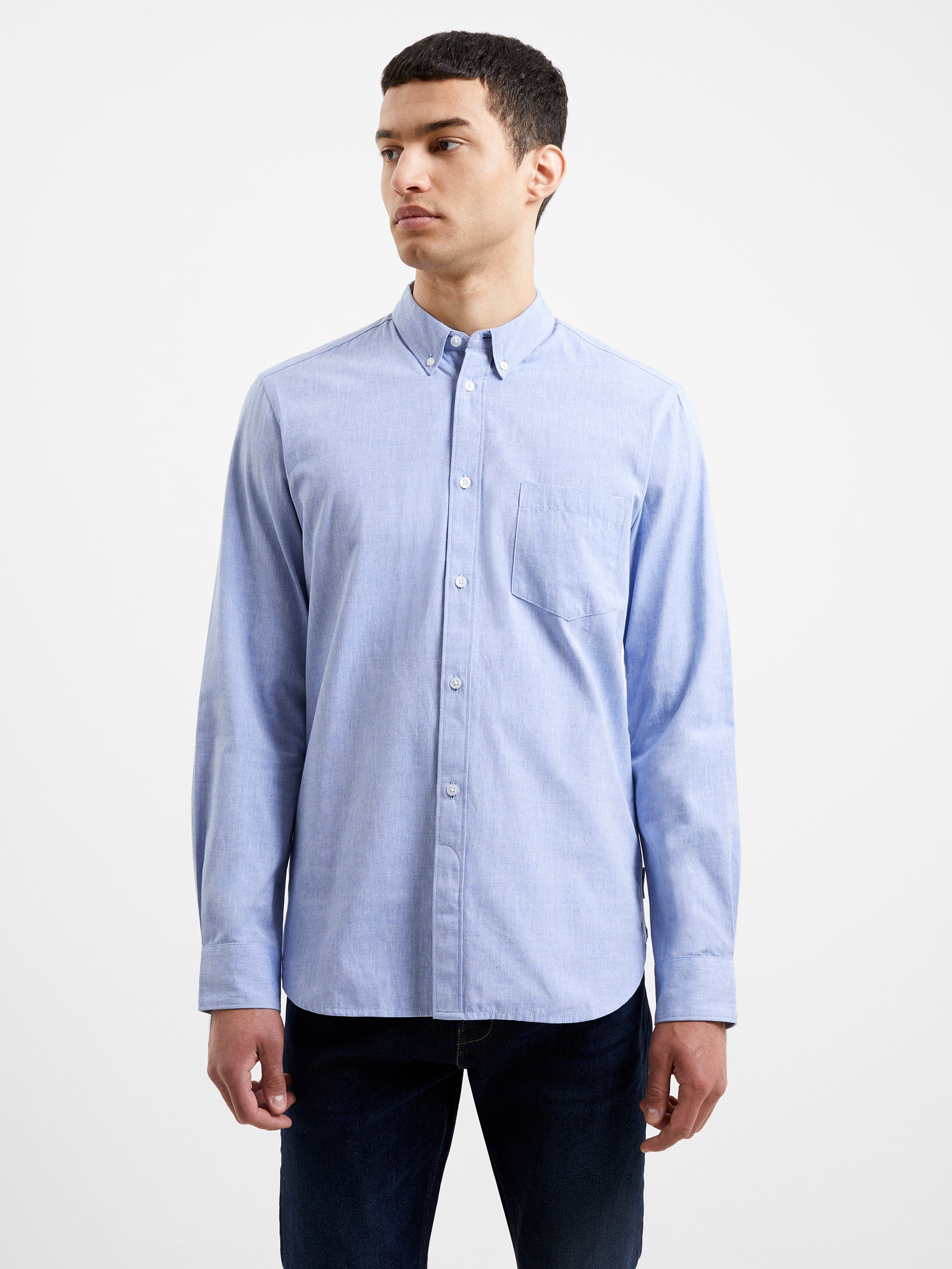 Oxford Long Sleeve Shirt Mid Blue | French Connection UK