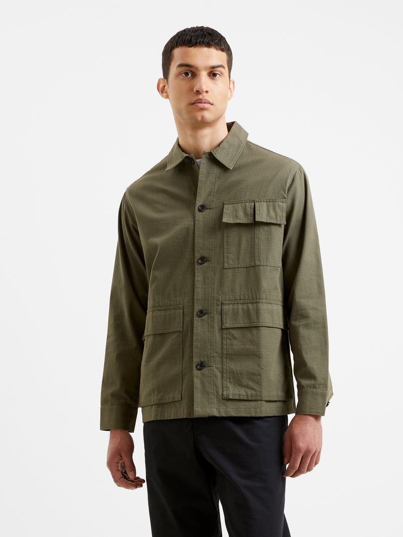 Military Cotton Overshirt Ivy Green | French Connection UK
