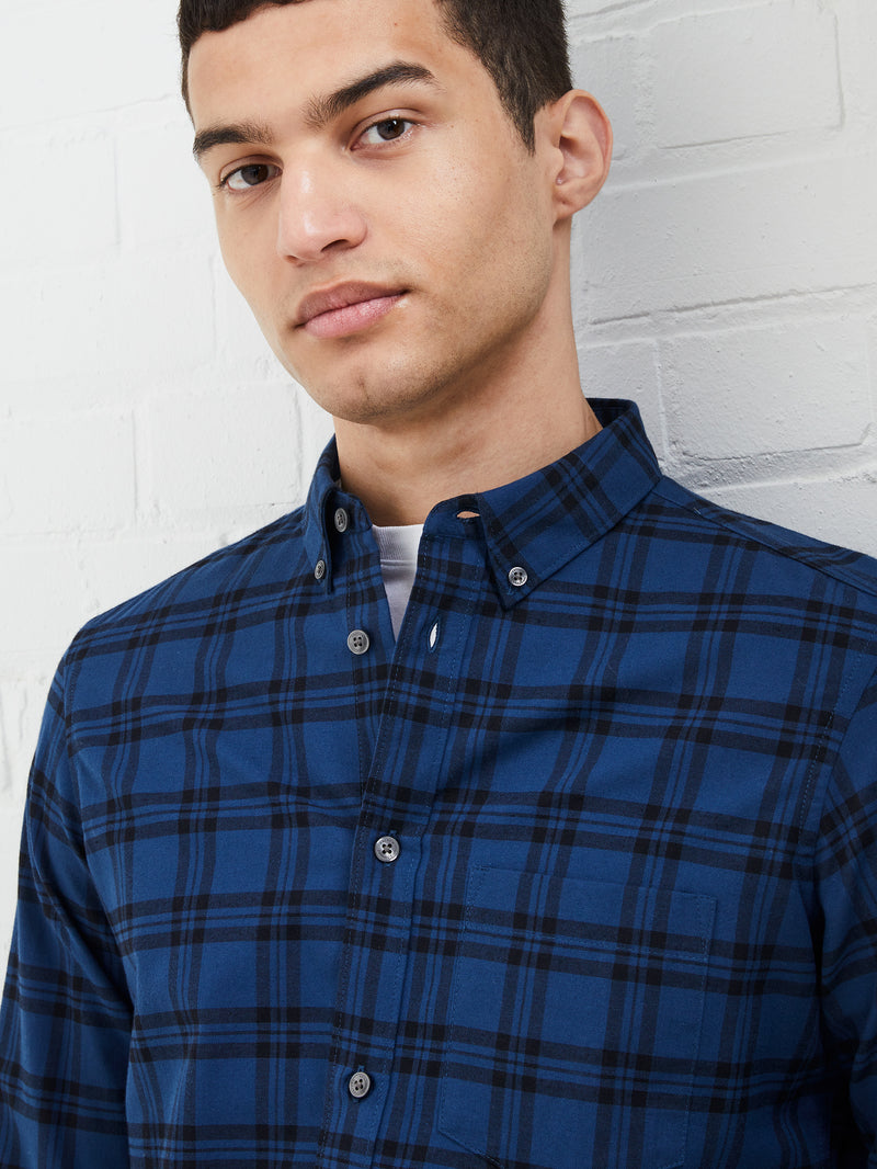 Mid Check Long Sleeve Shirt Teal | French Connection UK