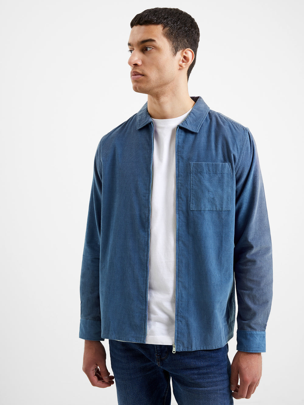 Cord Zip Shirt Blue | French Connection UK