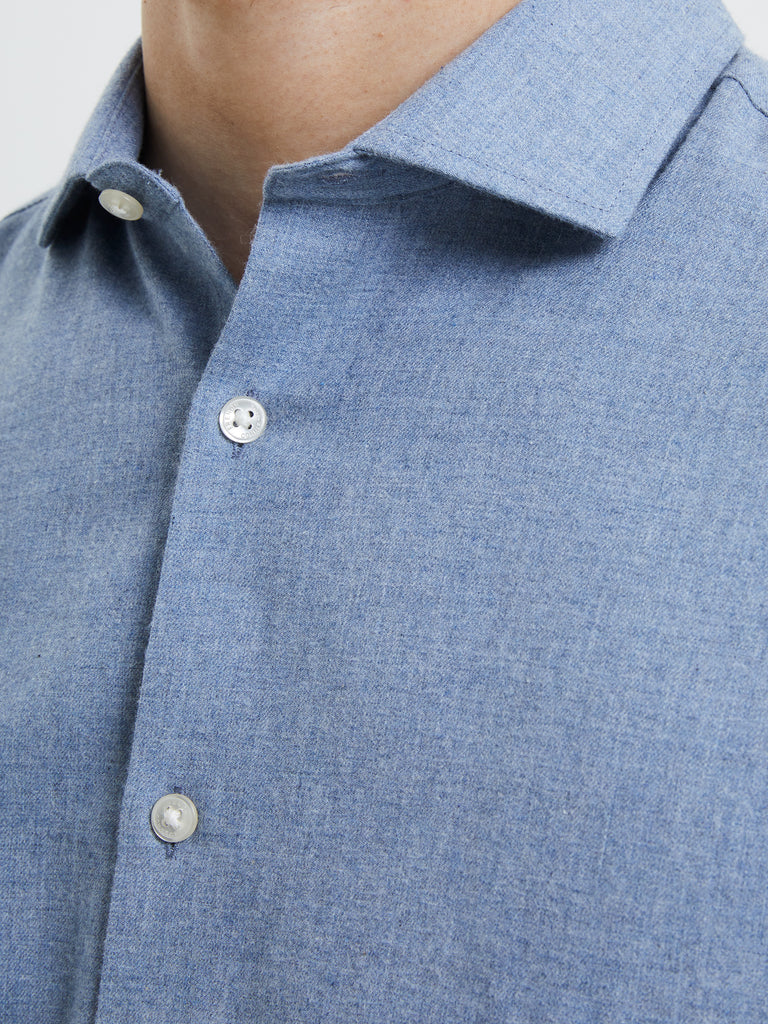 Brushed Melange Long Sleeve Shirt Light Blue | French Connection UK