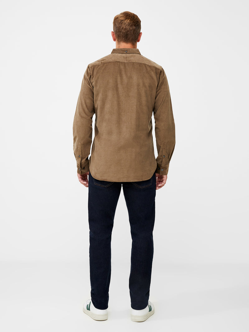 Cord Long Sleeve Oxford Shirt Khaki | French Connection UK