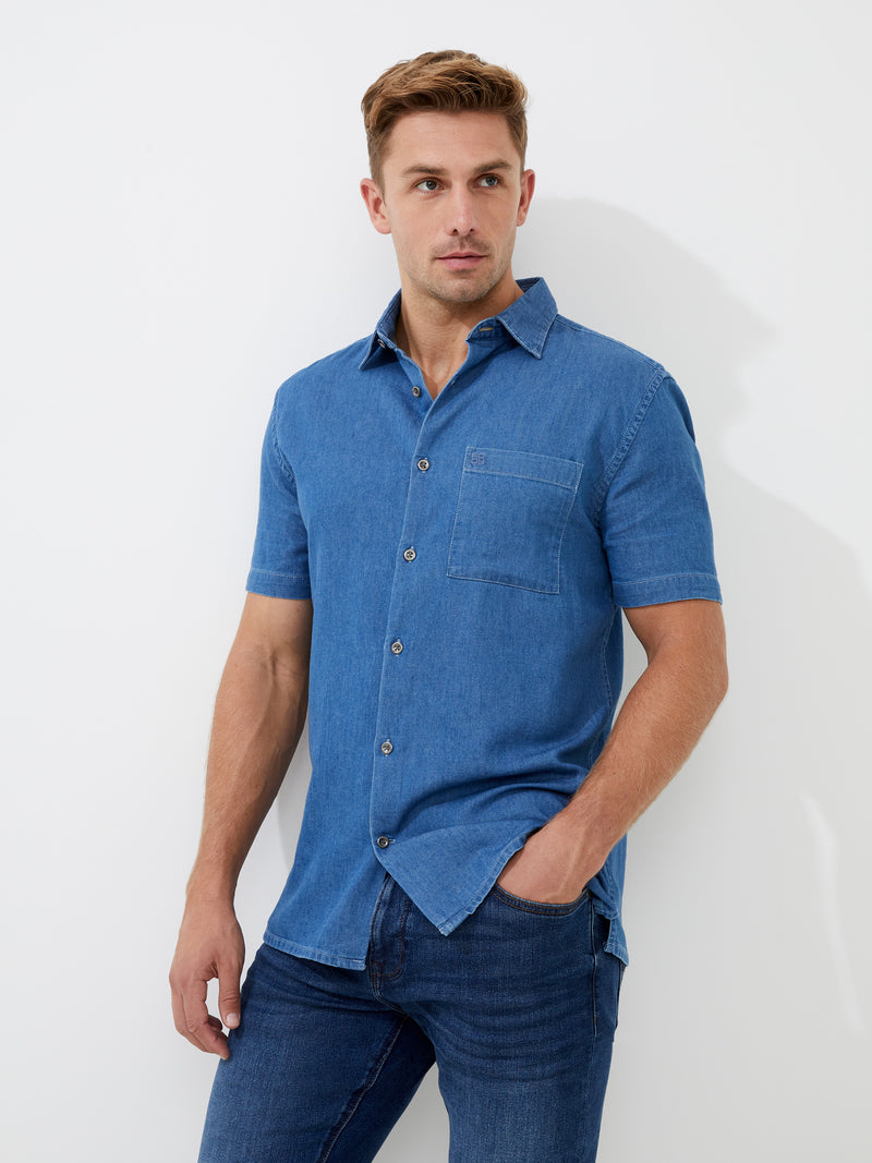 Light denim shop button up shirt
