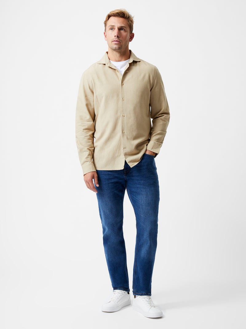 Long Sleeve Linen Blend Shirt