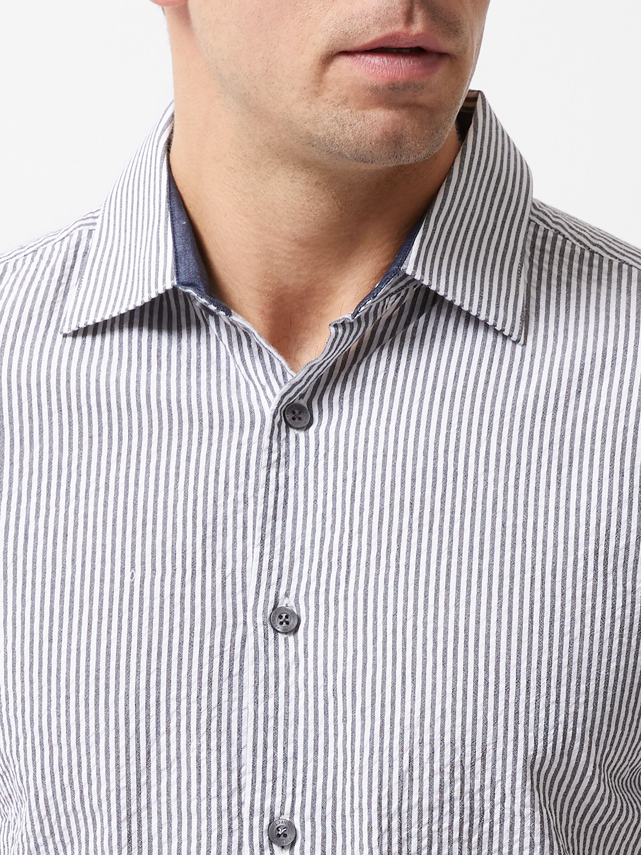 Ticking Stripe Short Sleeve Shirt