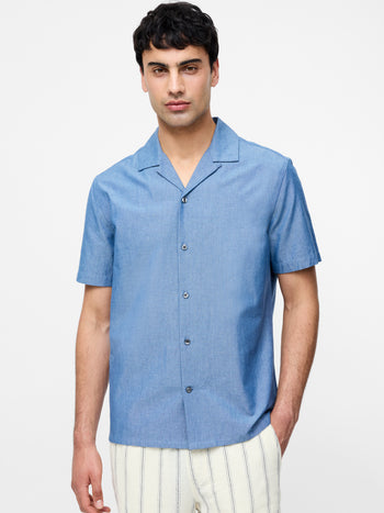 Chambray Denim Revere Short Sleeve Shirt