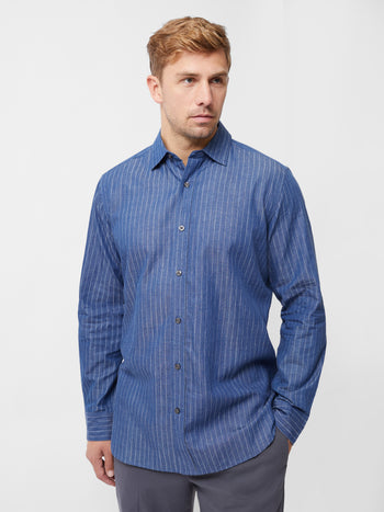 Chambray Stripe Long Sleeve Shirt