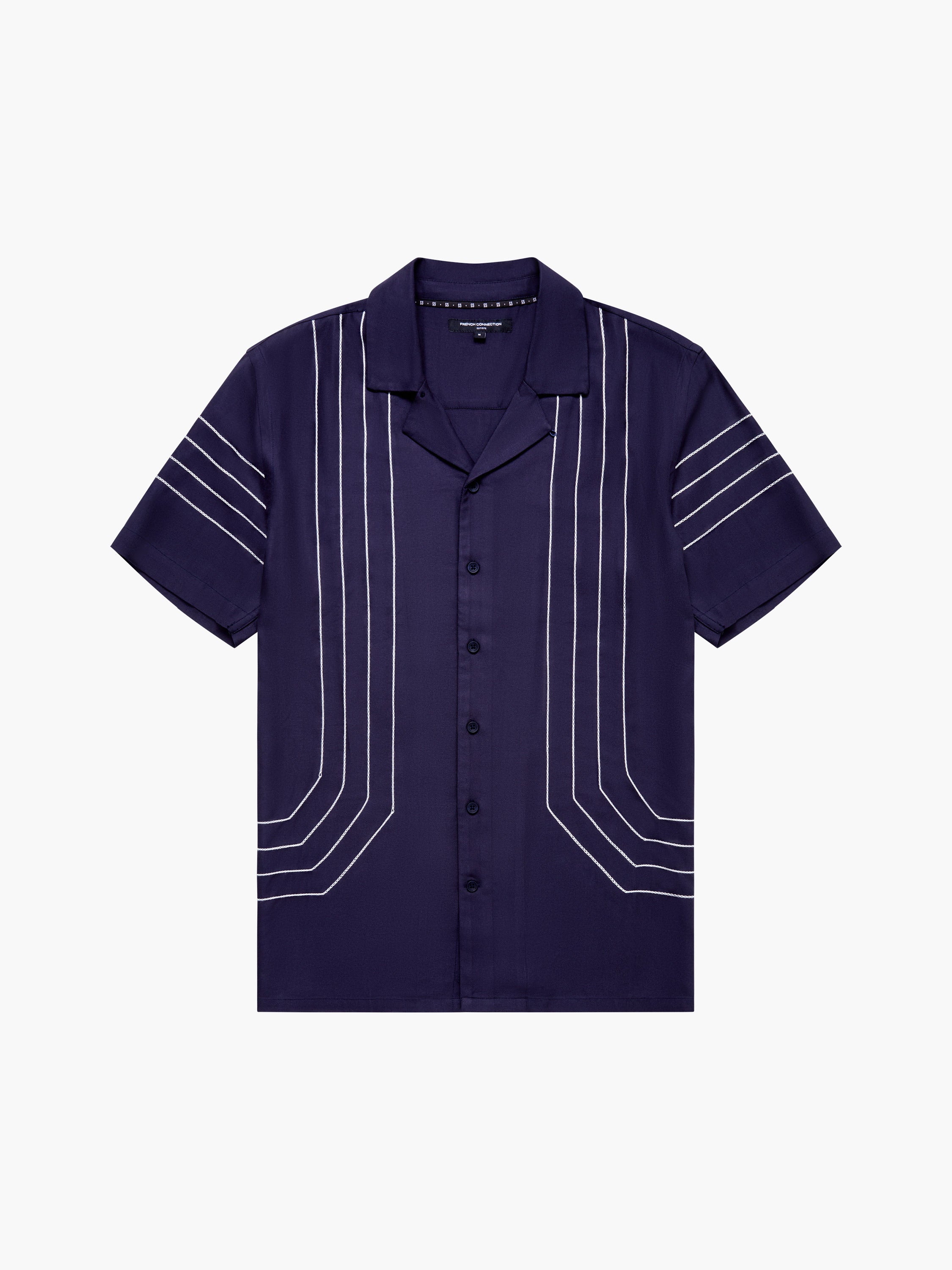 Border Chainstitch Revere Short Sleeve Shirt