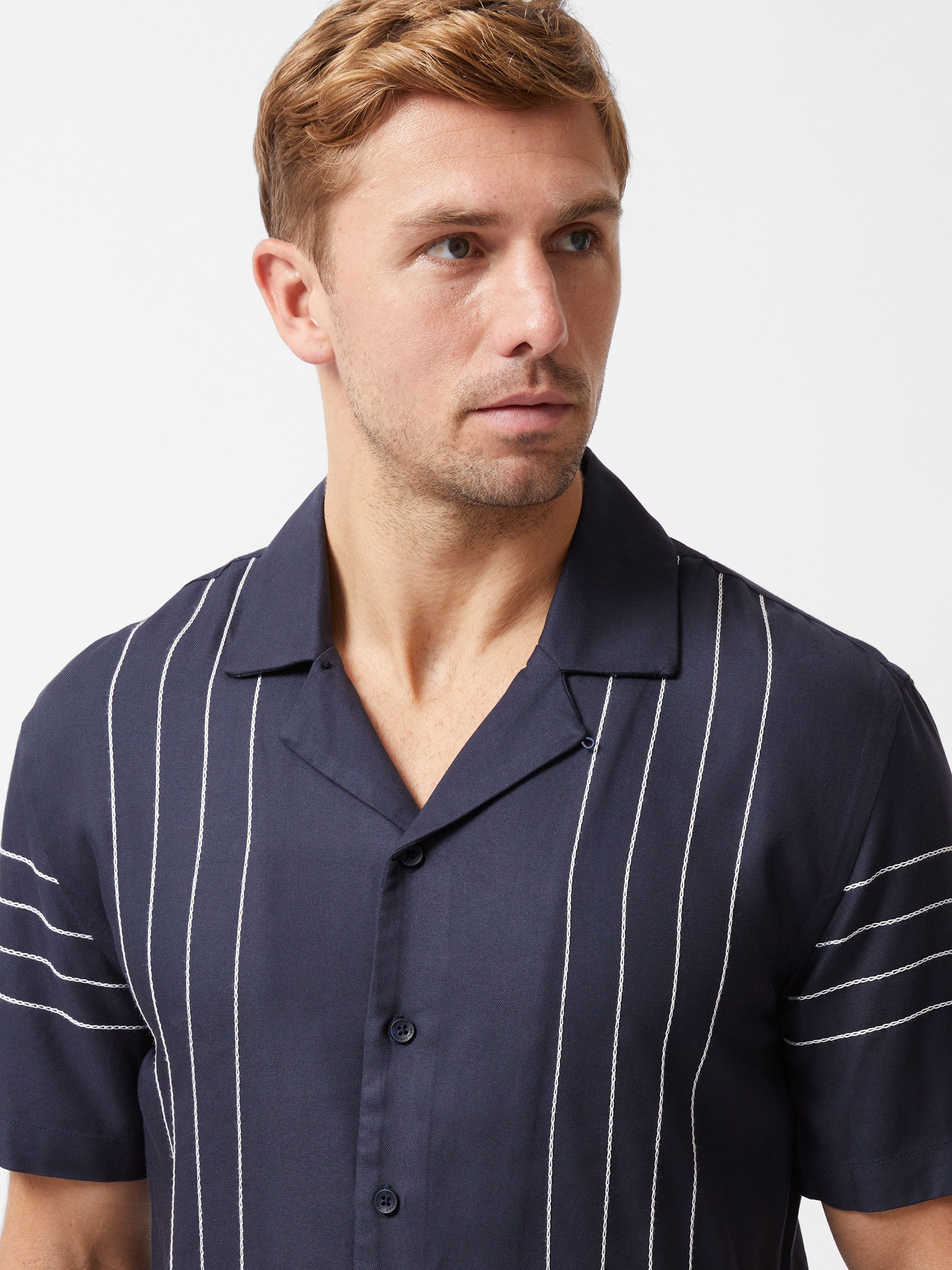 Border Chainstitch Revere Short Sleeve Shirt