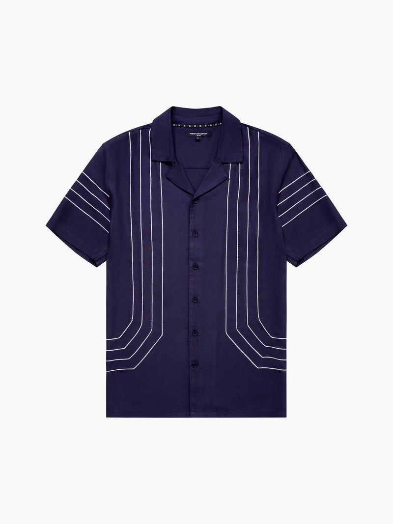 Border Chainstitch Revere Short Sleeve Shirt