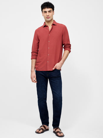 Long Sleeve Linen Blend Shirt