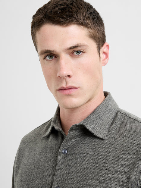 Herringbone Long Sleeve Regular Fit Shirt