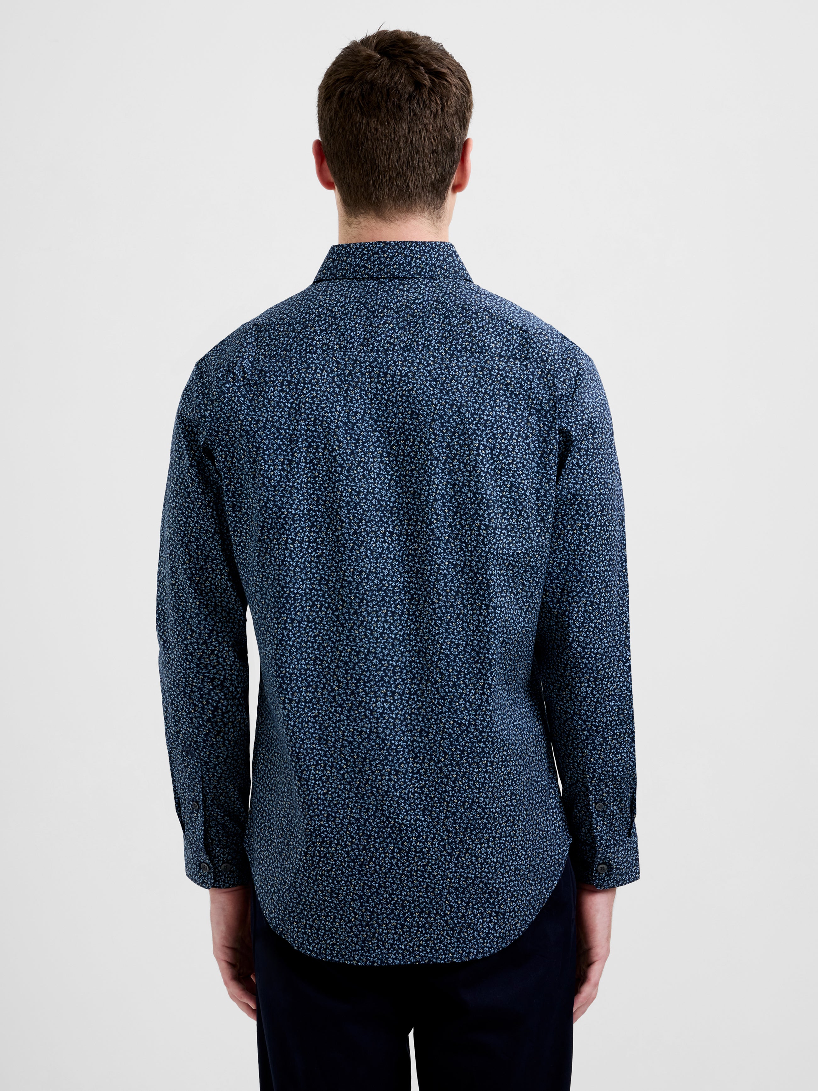 Long Sleeve Regular Fit Micro Flower Print Shirt