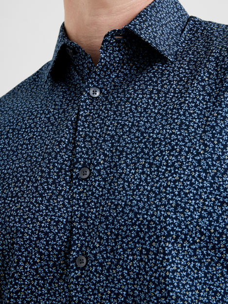 Long Sleeve Regular Fit Micro Flower Print Shirt