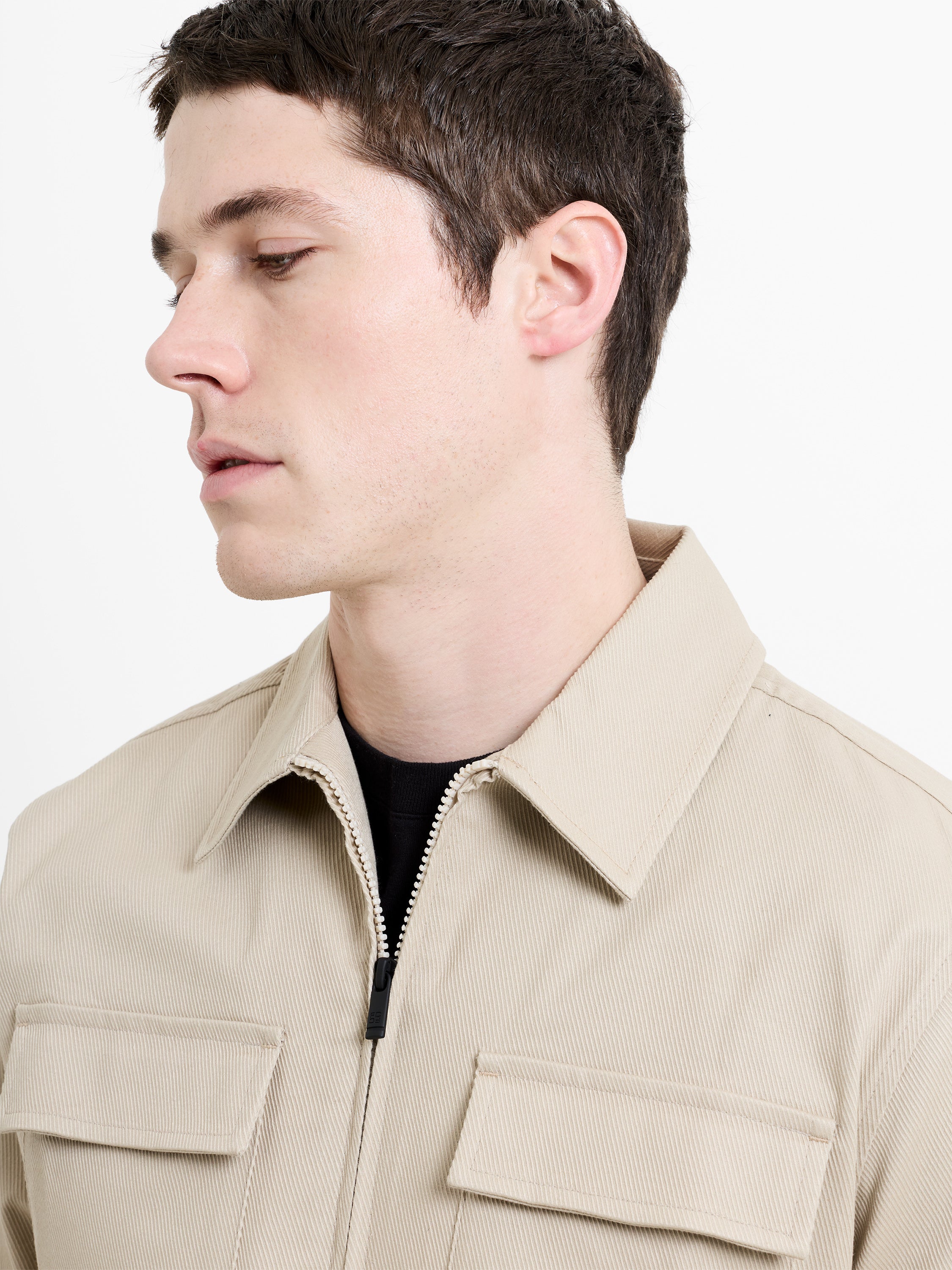 Zip Through Stone Cavalry Jacket