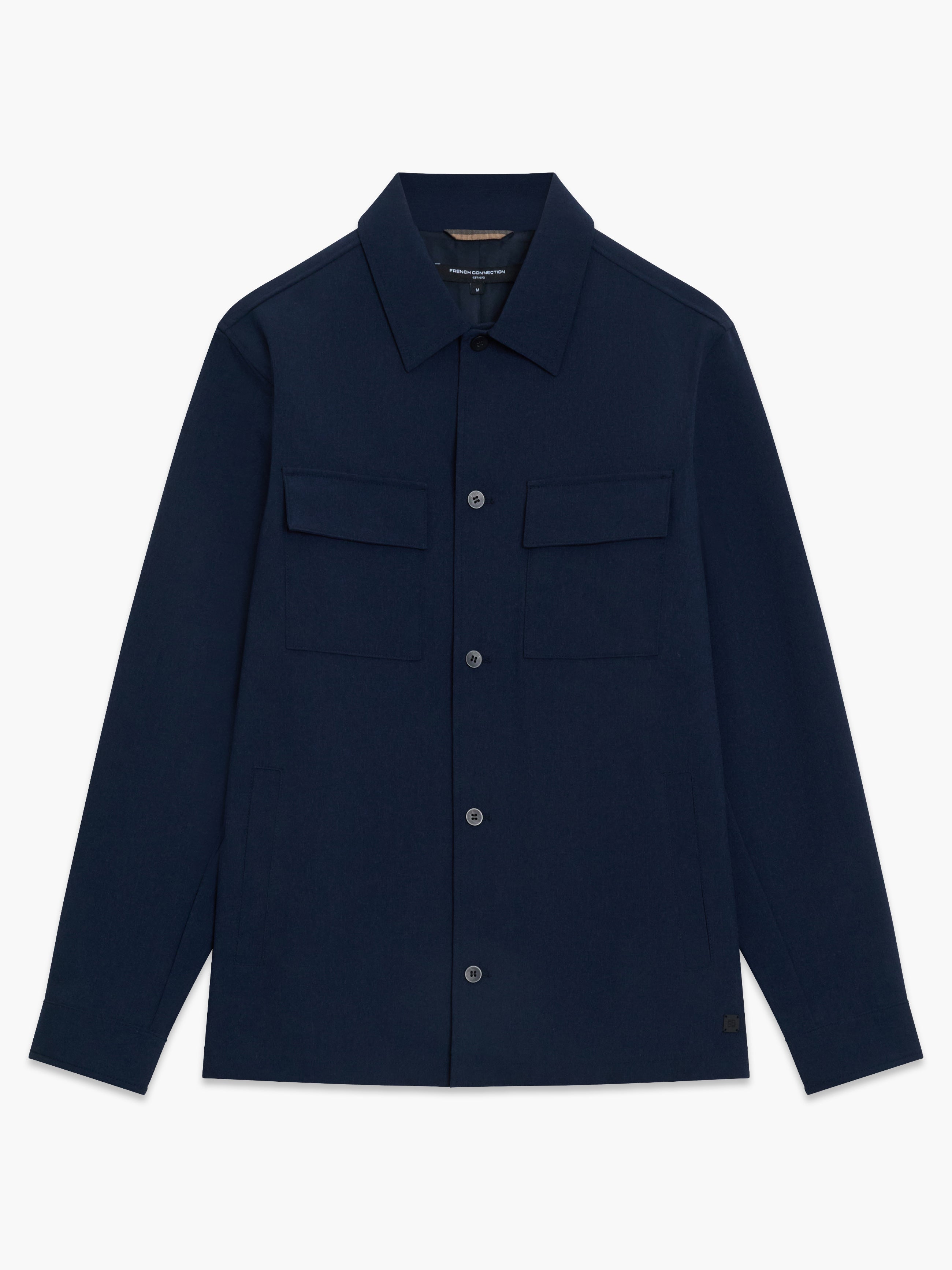 Button Through Navy Blue Utility Jacket