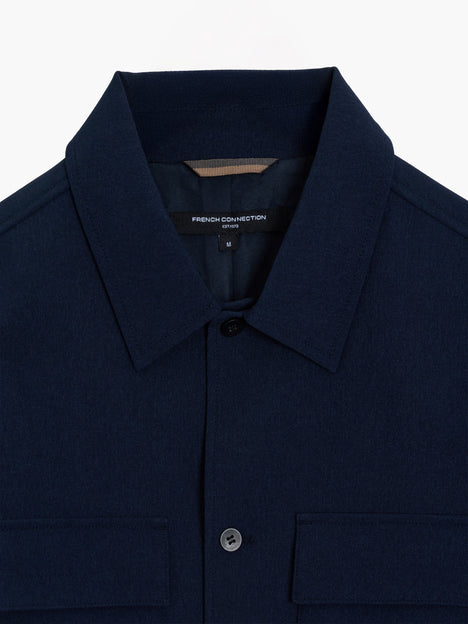 Button Through Navy Blue Utility Jacket