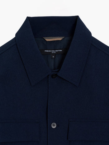 Button Through Navy Blue Utility Jacket