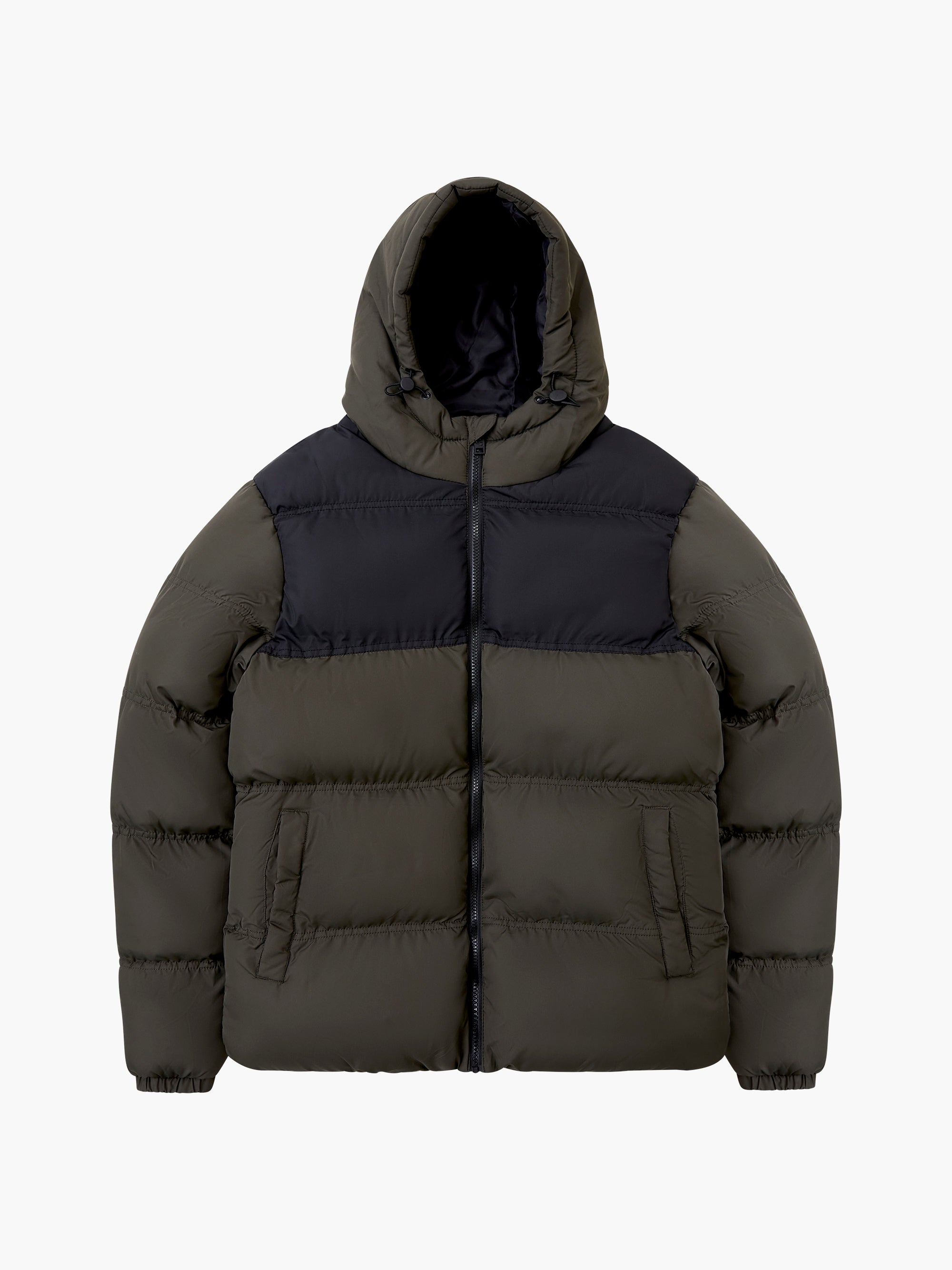 Padded Panel Hooded Mid Length Coat