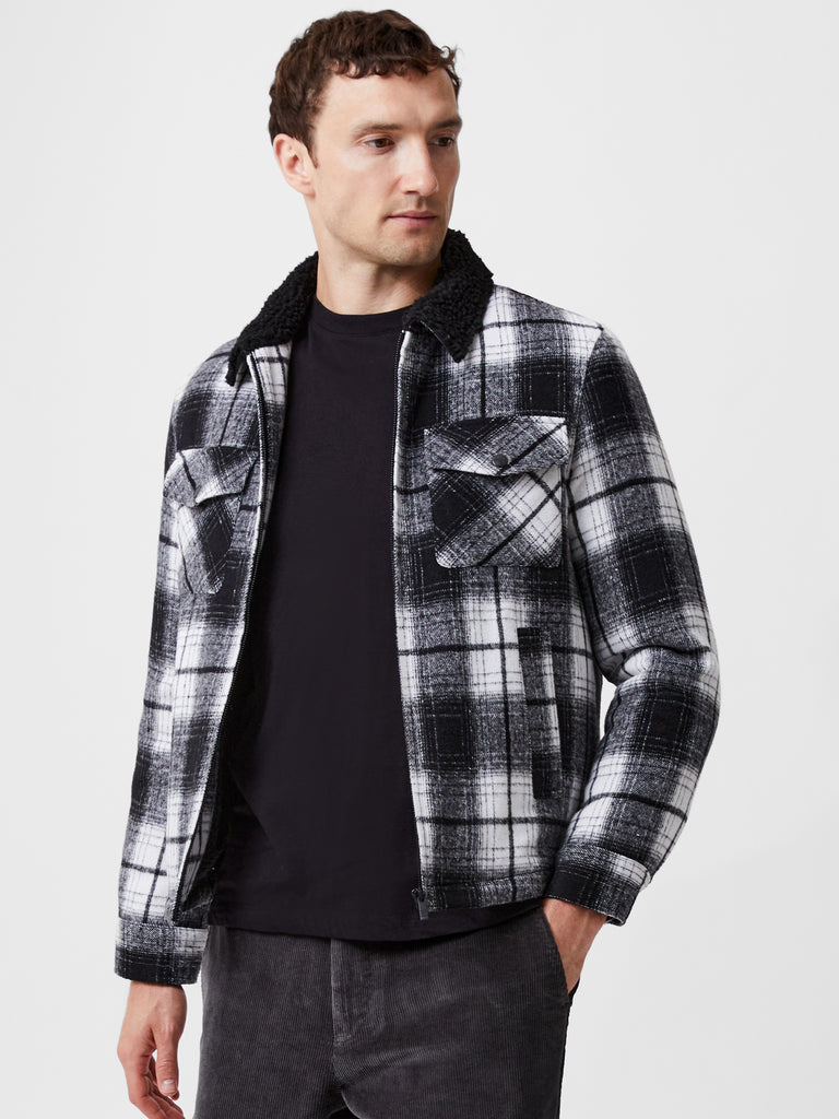 Wool Checked Sherpa Jacket Mens Checked Jacket Mens Buy Brave Soul