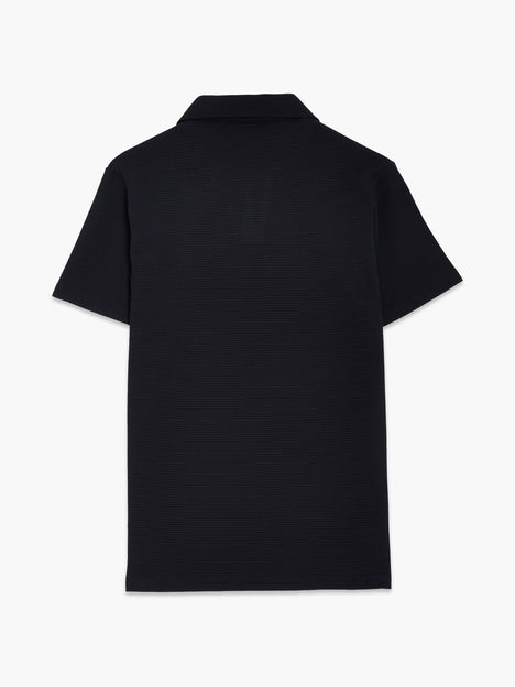 Short Sleeve Pointelle Knit Black Polo Shirt