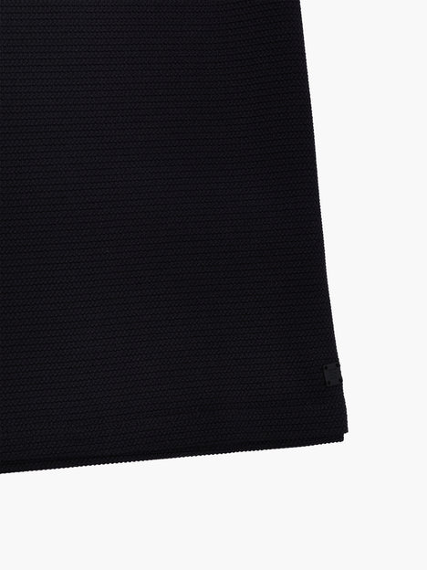 Short Sleeve Pointelle Knit Black Polo Shirt