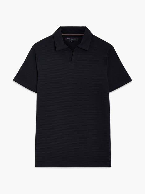 Short Sleeve Pointelle Knit Black Polo Shirt