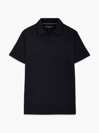 Short Sleeve Pointelle Knit Black Polo Shirt