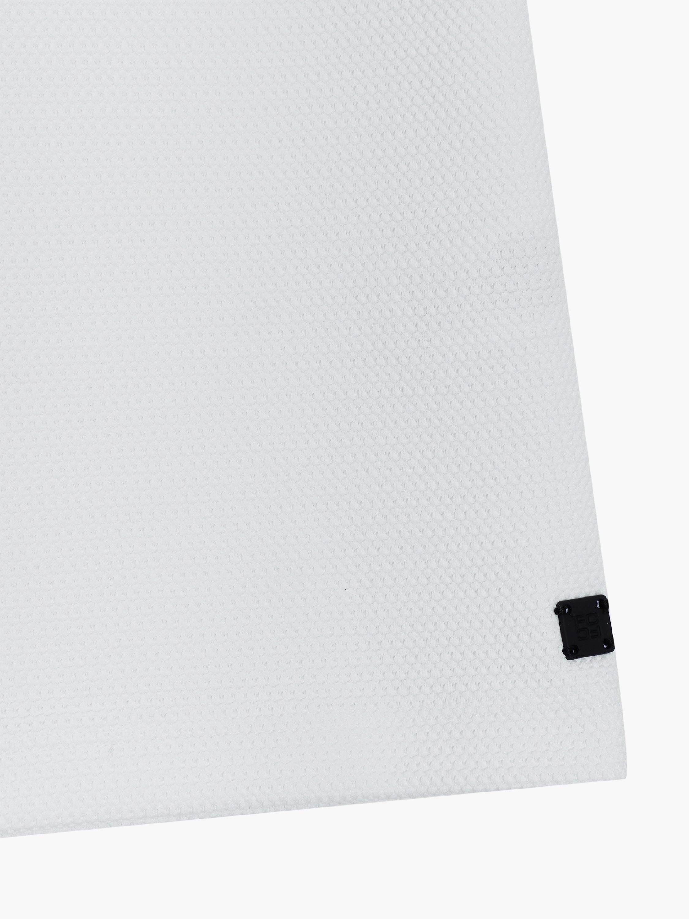 Short Sleeve Pointelle Knit White Polo Shirt