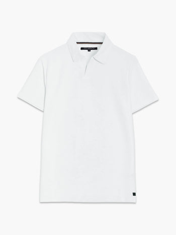 Short Sleeve Pointelle Knit White Polo Shirt