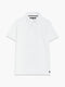 Short Sleeve Pointelle Knit White Polo Shirt