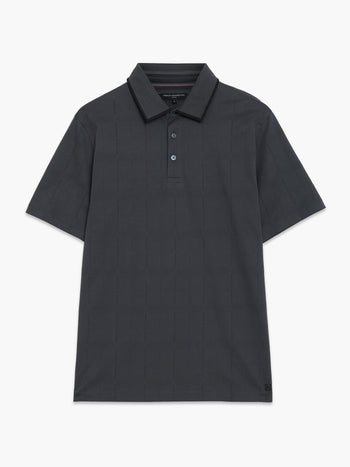 Short Sleeve Box Texture Dark Grey Polo Shirt