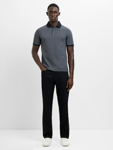 Short Sleeve Navy Geometric Polo Shirt
