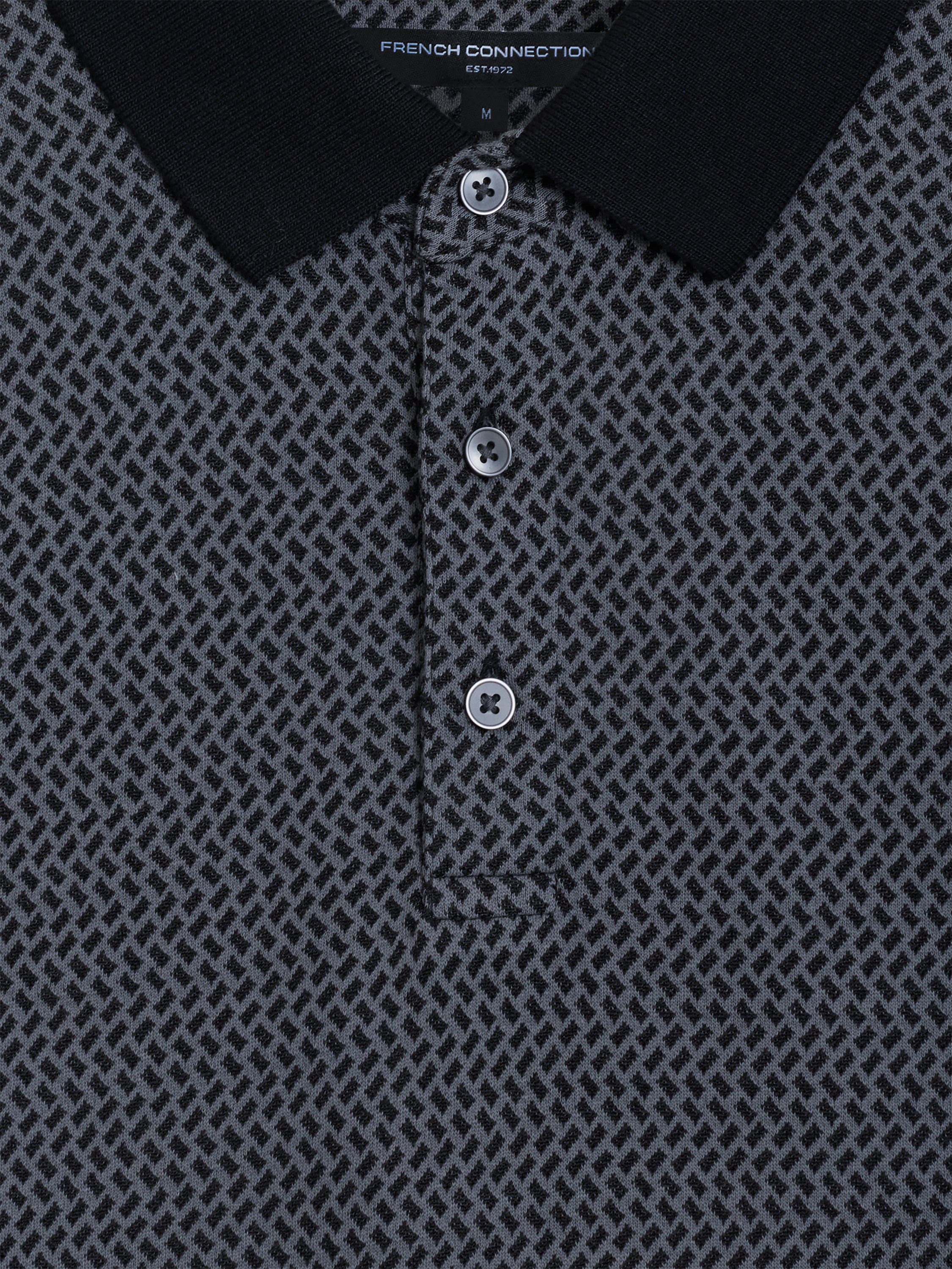 Short Sleeve Navy Geometric Polo Shirt