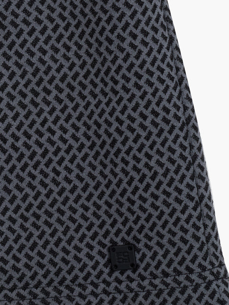 Short Sleeve Navy Geometric Polo Shirt