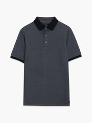 Short Sleeve Navy Geometric Polo Shirt