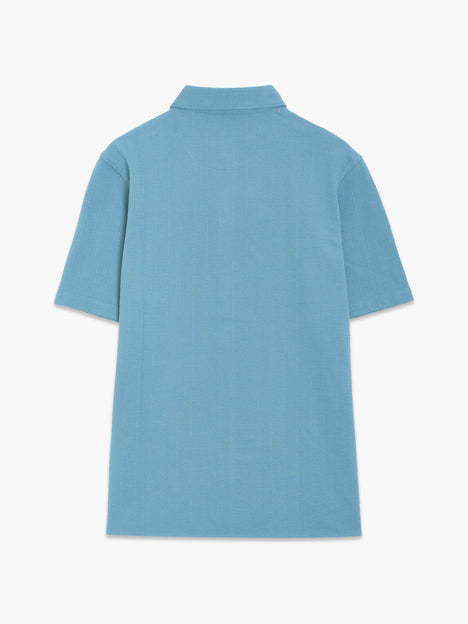 Short Sleeve Vertical Knit Light Blue Polo Shirt