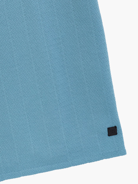 Short Sleeve Vertical Knit Light Blue Polo Shirt