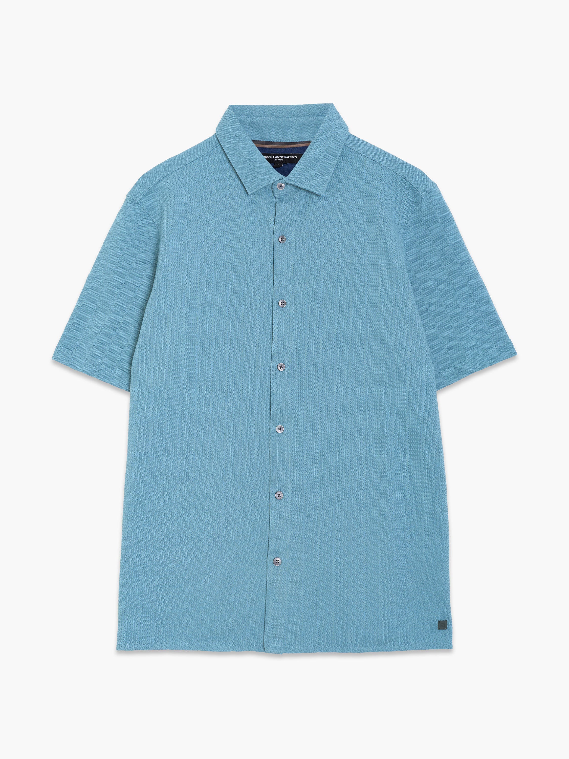 Short Sleeve Vertical Knit Light Blue Polo Shirt