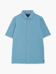 Short Sleeve Vertical Knit Light Blue Polo Shirt