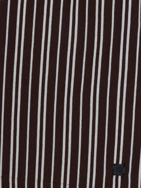 Short Sleeve Brown Stripe Revere Collar Shirt