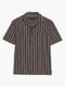 Short Sleeve Brown Stripe Revere Collar Shirt